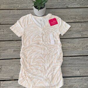 Women’s Maternity Stretch Side Shirred Soft cotton V-Neck Top, Sz XS